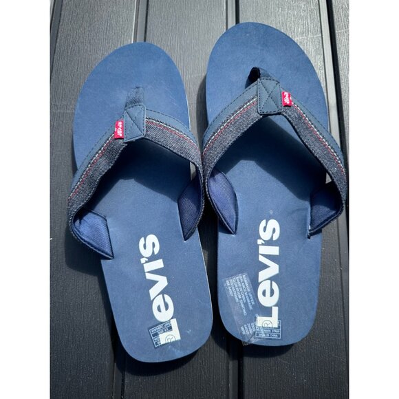 Levi's Men's Wordmark Slip-on Thong Sandals, Blue, Size 9.5, NWOT - Picture 2 of 4